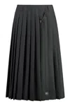 Prada Pleated Brooch Midi Skirt