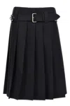 Prada Gabardine Pleated Midi Skirt