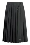 Prada Pleated Brooch Midi Skirt
