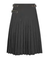 Prada Dark Grey Pleated Skirt In Black