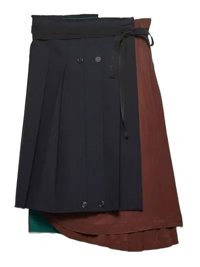 Prada Pleated Skirt In Multi