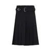 Prada Knee Length A-line Skirt With Belted Waist In Black