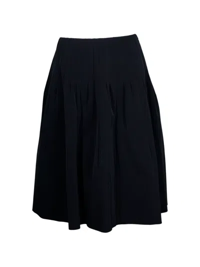 Pre-owned Prada Pleated Skirt In Black