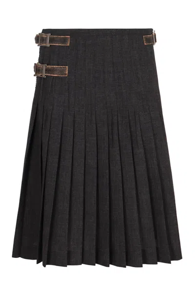 Prada Pleated Skirt In Gray