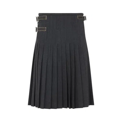 Prada Pleated Skirt In Gray