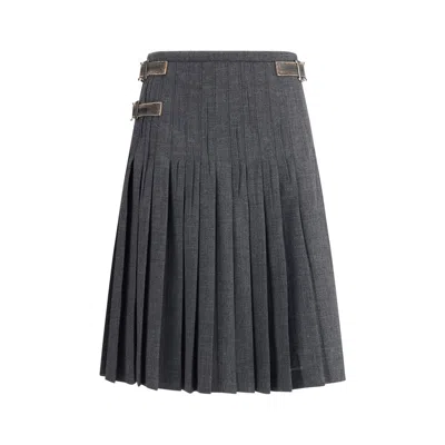 Prada Pleated Skirt In Kid Mohair