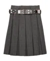 Prada Slate Grey Wool Pleated Skirt With Belt In Limestone Ash