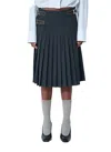 Prada Pleated Rush Stitch Skirt With Belt In Gray