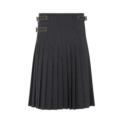 Prada Pleated Skirt With High Waist In Black