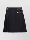 Prada Womens Blue Pleated Buckle-detail Mohair Wool-blend Midi Skirt In Blue