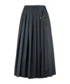 Prada Pleated Brooch Midi Skirt In Gray
