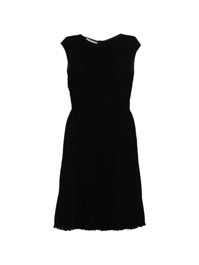 Pre-owned Prada Pleated Sleeveless Dress In Black