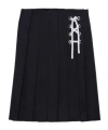 Prada Womens Blue Pleated Lace-up Stretch-cotton Midi Skirt In Navy Blue
