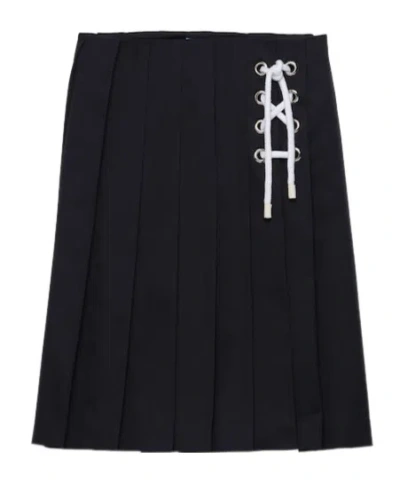 PRADA PLEATED STRETCH DRILL SKIRT