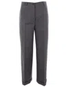 Prada Pleated Turn-up Hem Trousers In Anthracite