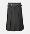 Prada Slate Grey Wool Pleated Skirt With Belt In Gray