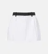 Prada Poplin Mini Skirt Belt Loops Waistband Pleated In White