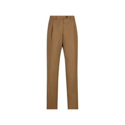 Prada Pleated Virgin-wool Trousers In Neutral