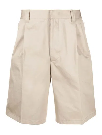 Prada Wide-leg Chino Shorts In Beige