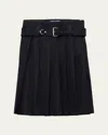 Prada Gabardine Pleated Midi Skirt In F0008 Bleu