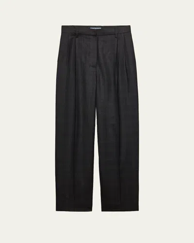 Prada Pleated Wool Drawstring Trousers In Black