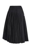 Prada Pleated Wool-flannel Midi Skirt In Animal Print