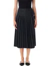 Prada Pleated Wool Flannel Skirt In Gray