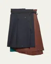Prada Rush Stitch Fabric Patchwork Skirt In Blue