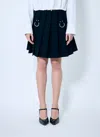 Prada Flared Pleated Skirt With Front Rings And Classic Finish In Blue