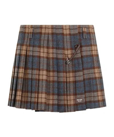 PRADA PRADA CHECKED MINI SKIRT