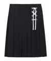 Prada Womens Blue Pleated Lace-up Stretch-cotton Midi Skirt In Navy Blue