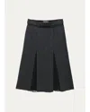 Prada Pleated Wool-silk Midi Skirt In Gray