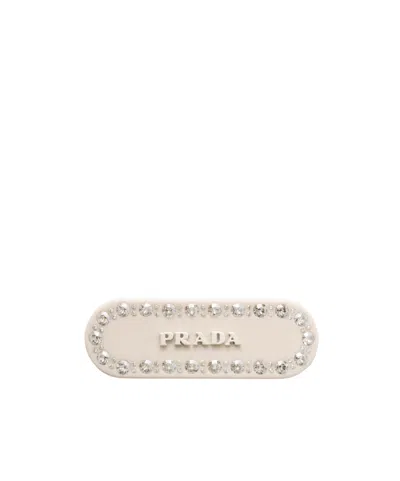 Prada Plex Hair Clips In Ivory