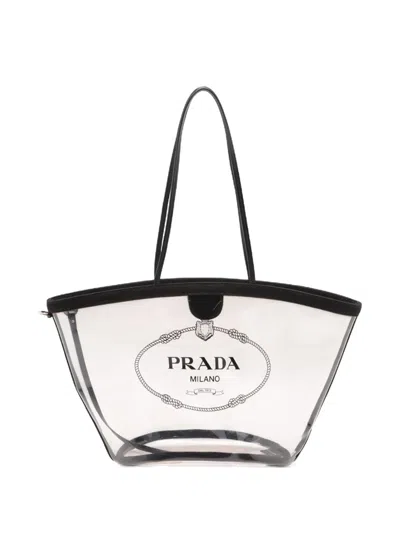 Pre-owned Prada Plexi Tote Bag In White