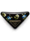 Prada Triangle Floral Hair Clip In Schwarz
