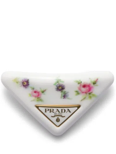 Prada Plexiglas And Metal Hair Clip In Weiss