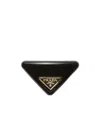 Prada Triangle Plexiglass Barrette In Black