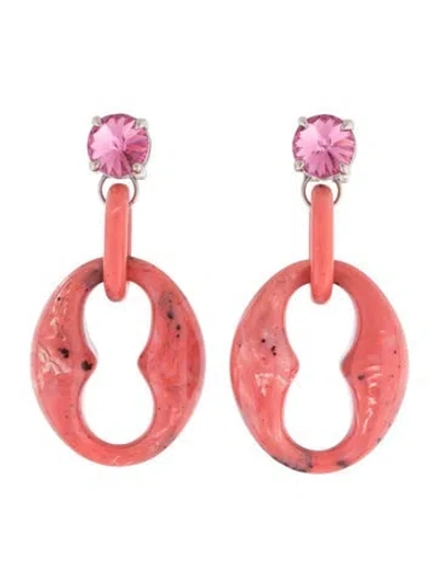 Pre-owned Prada Plexiglass Earclip Drop Earrings In Orange/pink