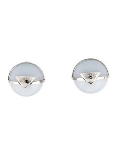 Pre-owned Prada Plexiglass In Cloudy Stud Earrings In Multicolor