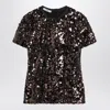 Prada Sequined Crewneck Top In Brown