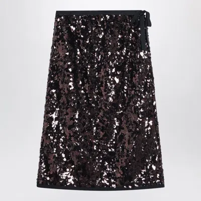 PRADA PRADA  PLUM-COLOURED SEQUINED SKIRT