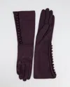 PRADA PLUM LONG GLOVES IN LAMBSKIN LEATHER AND BUTTONS DETAIL