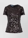 Prada Plum Sequined Back Tie T-shirt