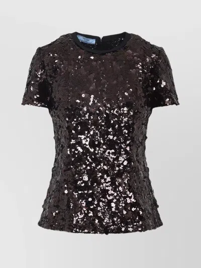 Prada Plum Sequined Back Tie T-shirt