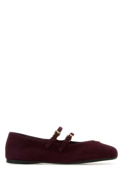 Prada Plum Suede Ballerinas