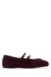 Prada Suede Ballerinas With Flat Sole And Round Toe In Burgundy