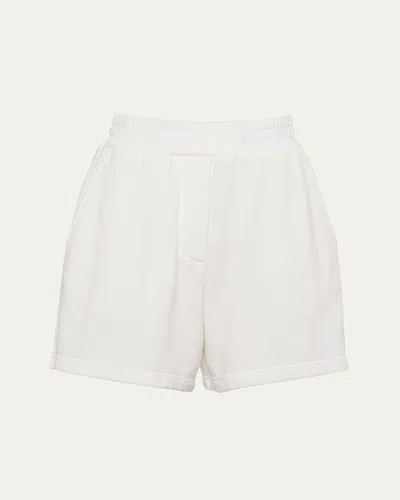 Prada Plush Elastic Waist Shorts In Naturale