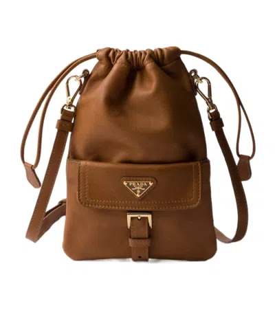 Prada Pochette En Cuir Nappa In Brown