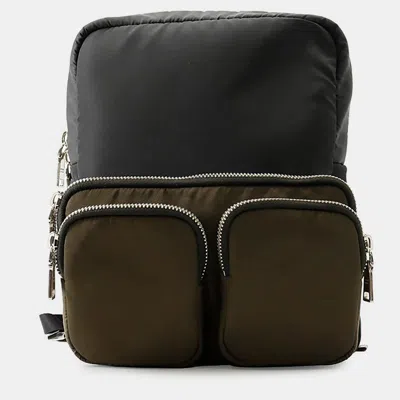 Pre-owned Prada Pocket Backpack Black/khaki Nylon Rubber