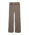 Prada Wool Pants With Printed Belt In Muddy Gray